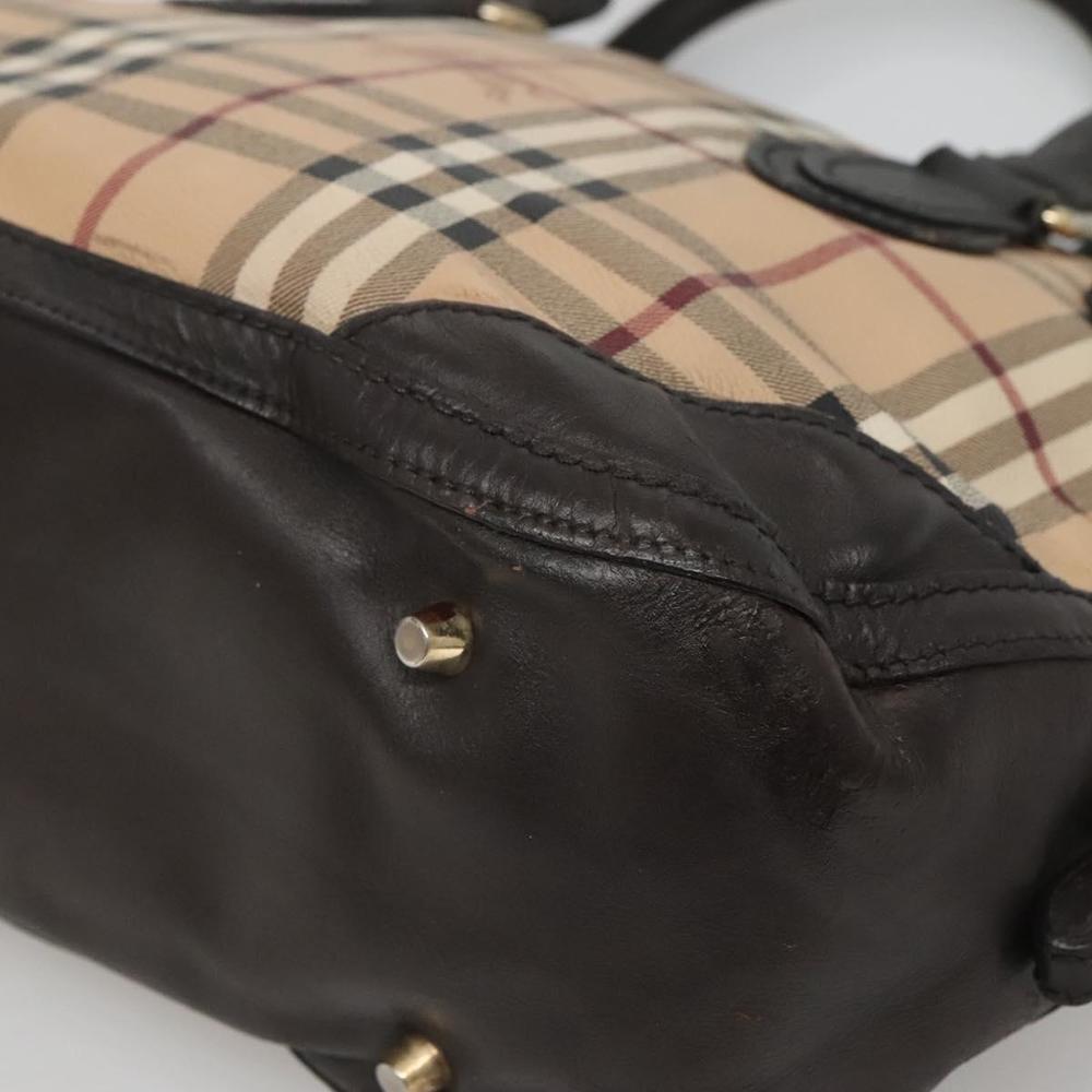 BURBERRY Nova Check Hand Bag PVC Beige Gold Auth 124791 - Picture 9 of 16